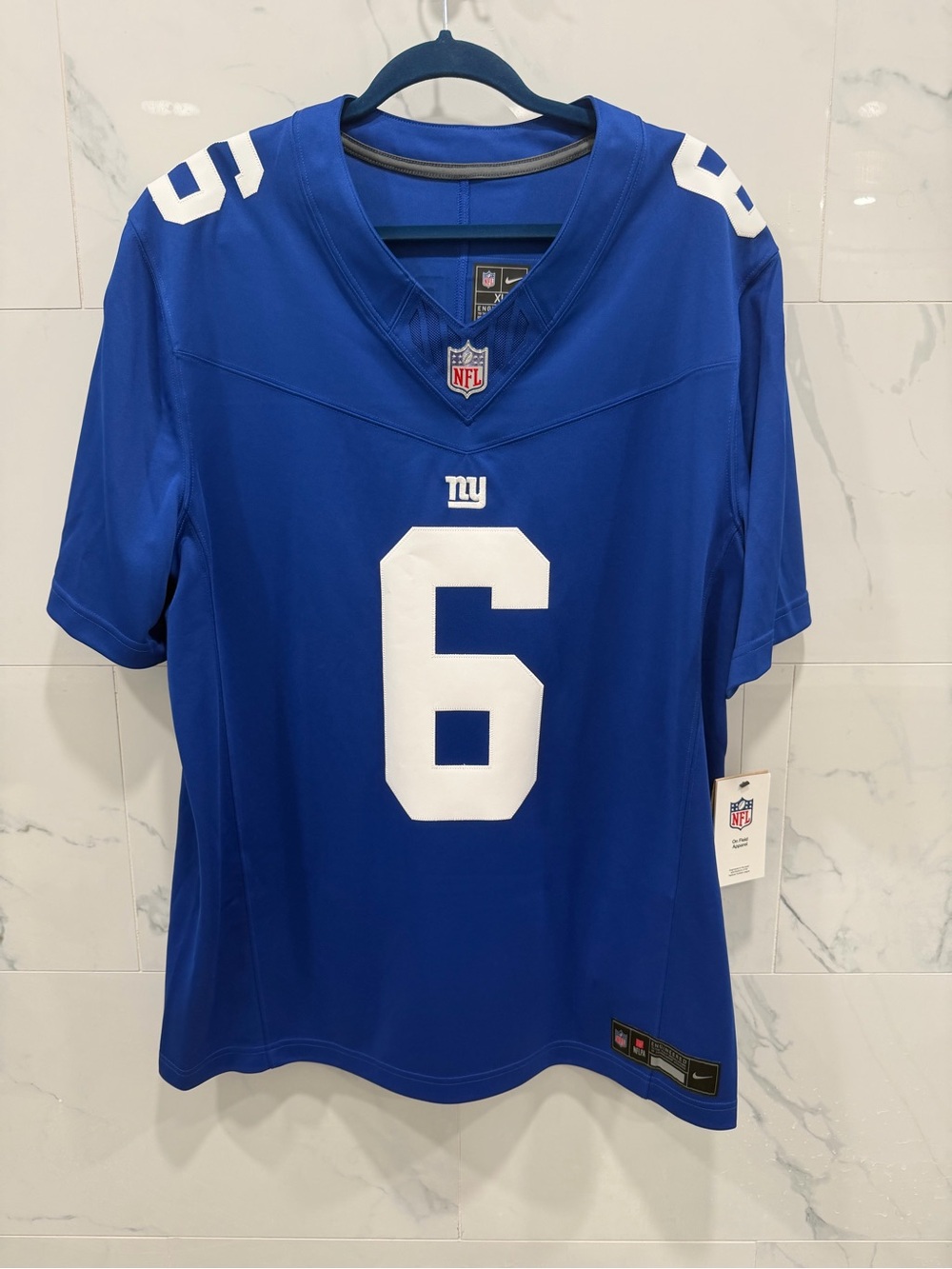 New York Giants Home Blue Limited Jersey Jaxson Dart #6